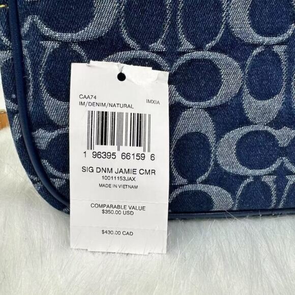 Coach Jamie Camera Bag In Signature Denim & Leather With Cherry Charm - Picture 5 of 12